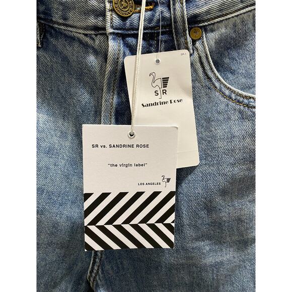 Sandrine Rose Free People Original Blue Raw Hem Denim Bermuda Shorts Sz 28 New - Picture 2 of 8